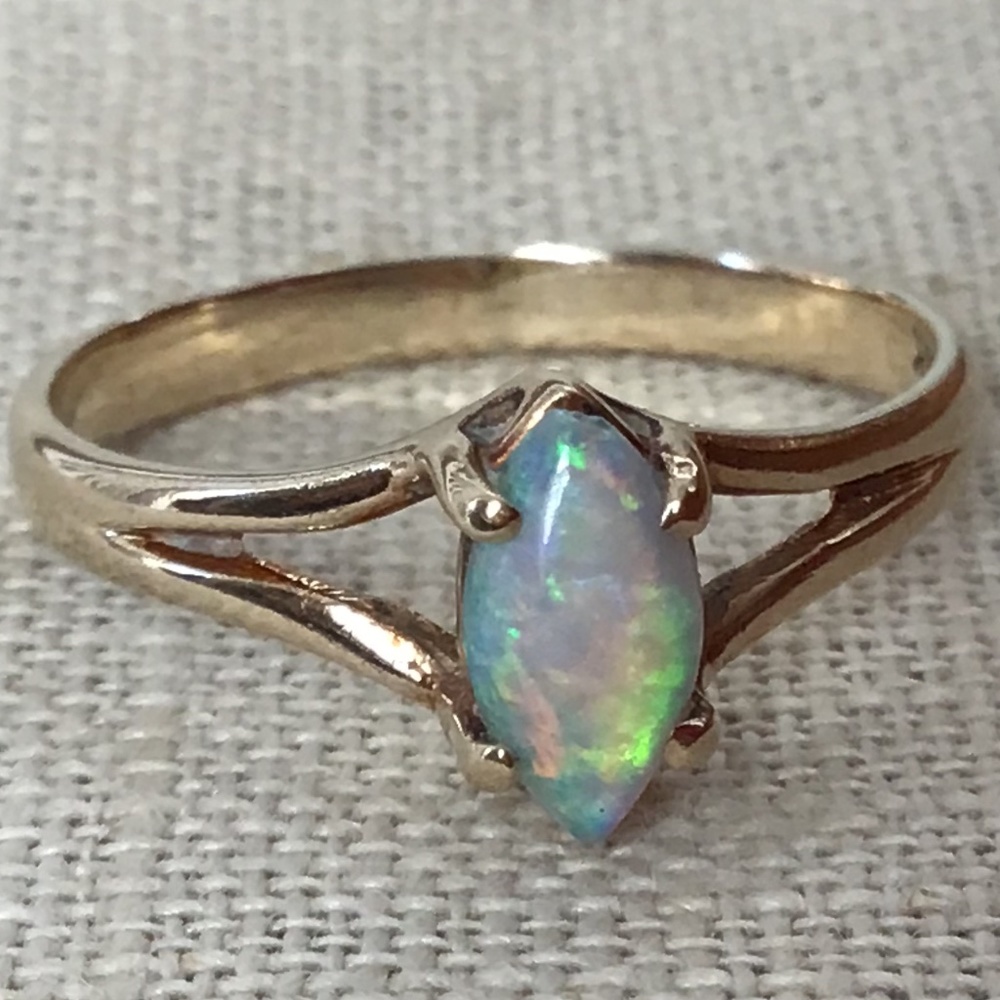 10K Gold & Natural Opal Vintage Ring - KSK - Picture 15 of 16